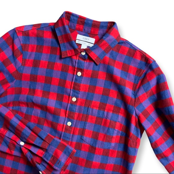 J. CREW Boy Fit Buffalo Check Flannel Long Sleeve Shirt - Picture 3 of 7